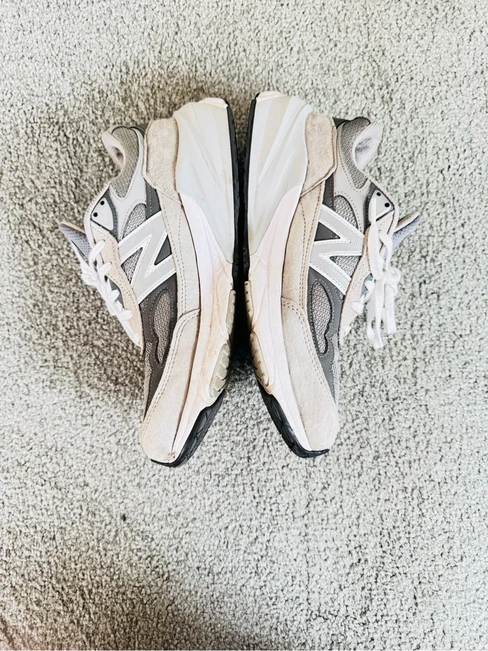 New Balance Women's Gray and Cream Mesh Sneakers